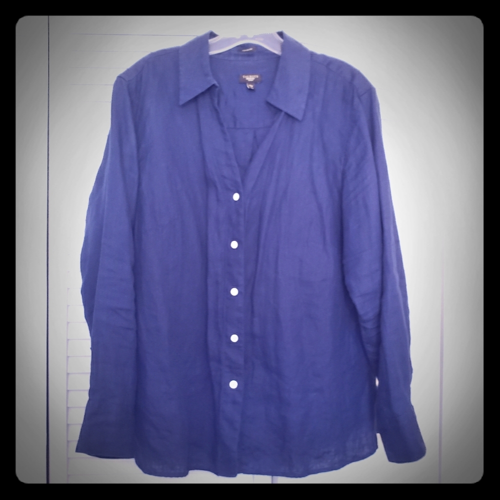 EUC Talbots Pure Irish Linen Button Down Shirt 14W